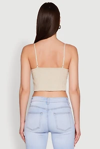 Womens Chic Linen Bustier Top with Tie Front Detail,