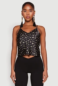 Womens Satin Patterned Print Cami, M