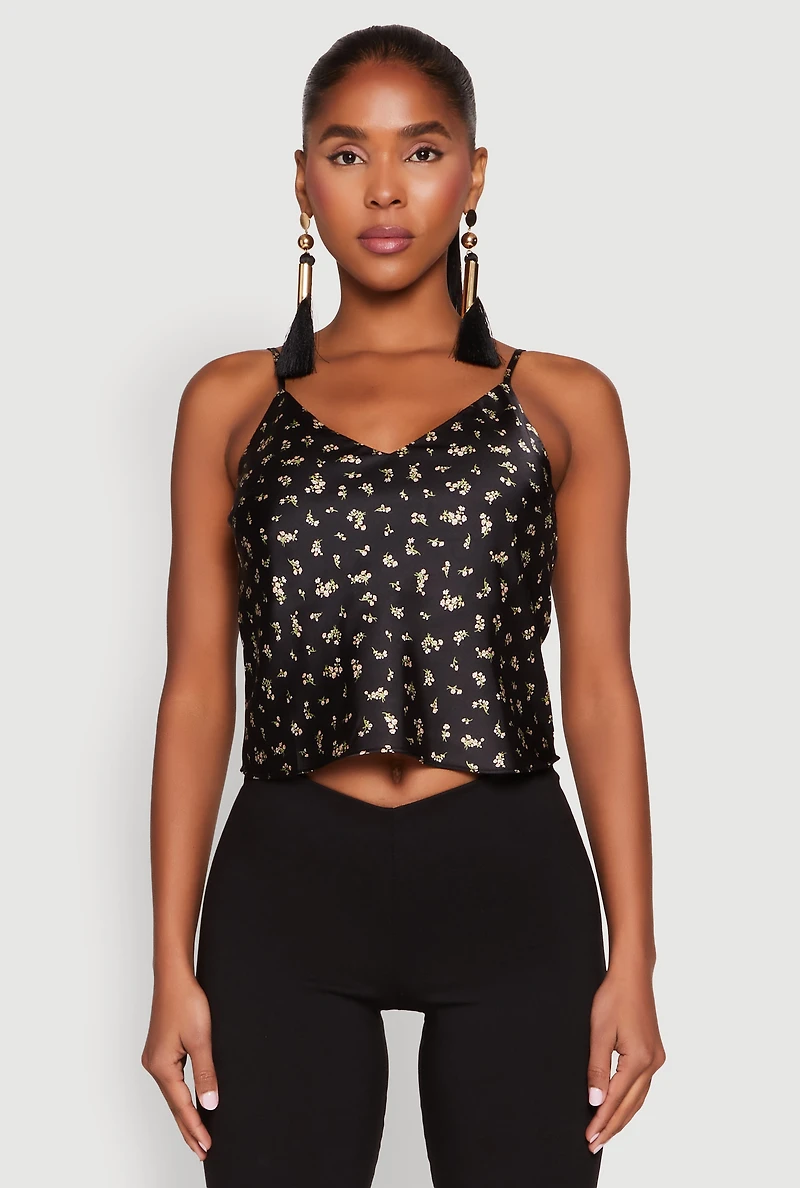 Womens Satin Patterned Print Cami,