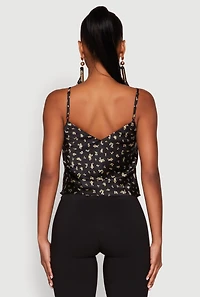 Womens Satin Patterned Print Cami, M