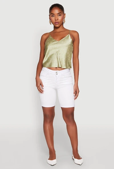 Womens Satin Patterned Print Cami, Green, Size L