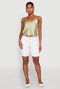 Womens Satin Patterned Print Cami, Green, Size M