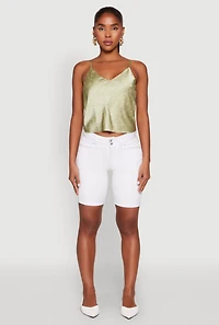 Womens Satin Patterned Print Cami, Green, Size M