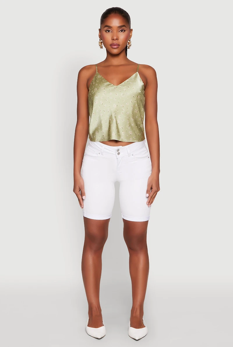 Womens Satin Patterned Print Cami, Green, Size S