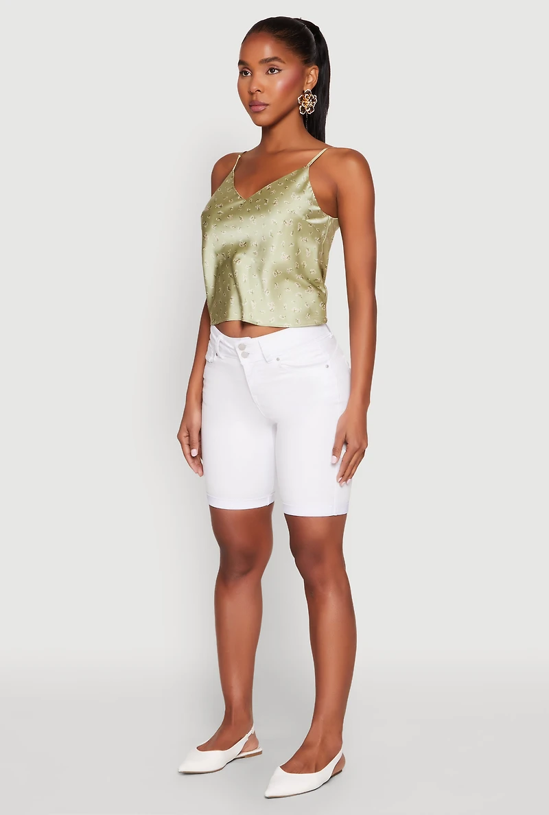 Womens Satin Patterned Print Cami, Green, Size S