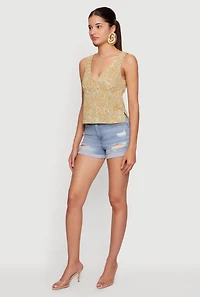 Sleeveless Floral Print Top