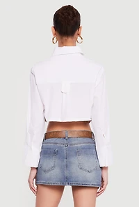 Buckle Detail Button Front Cropped Blouse