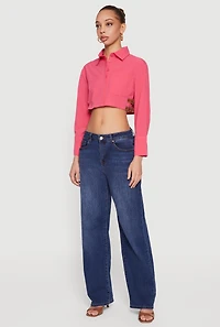 Buckle Detail Button Front Cropped Blouse