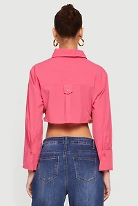 Buckle Detail Button Front Cropped Blouse
