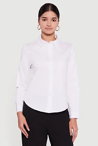 Poplin Long Sleeve Button Front Shirt