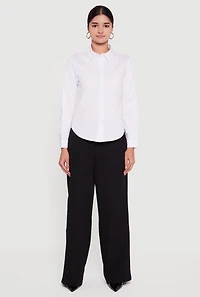 Poplin Long Sleeve Button Front Shirt