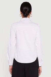 Poplin Long Sleeve Button Front Shirt