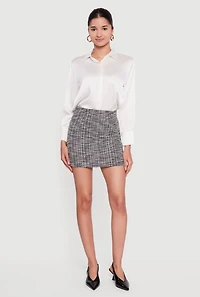 Satin Button Front Long Sleeve Shirt