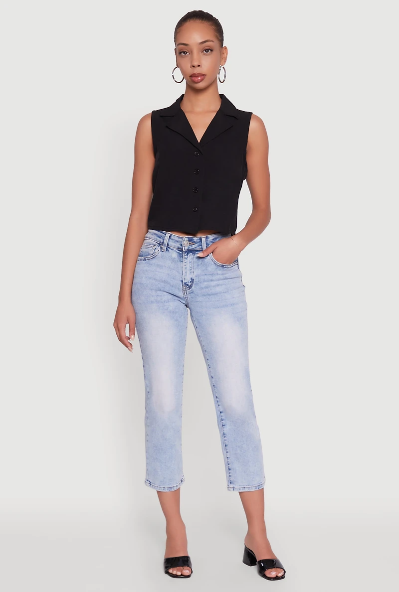Trendy Button Front Cropped Blazer Vest