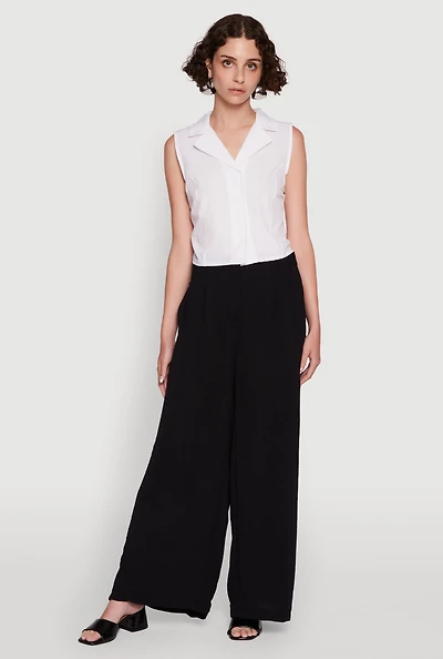 Trendy Button Front Cropped Blazer Vest