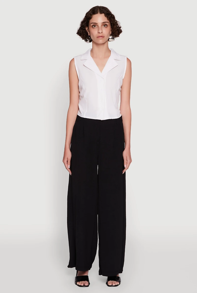 Trendy Button Front Cropped Blazer Vest