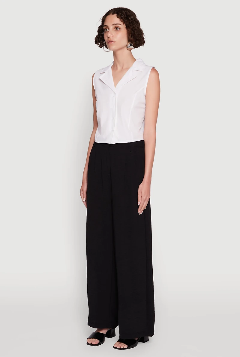 Trendy Button Front Cropped Blazer Vest