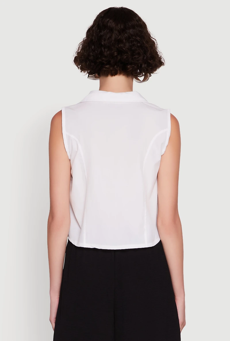 Trendy Button Front Cropped Blazer Vest