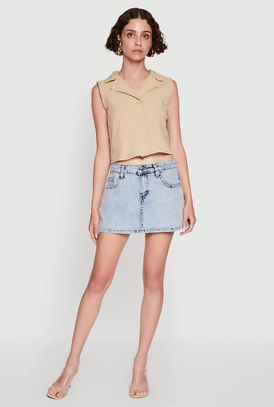 Womens Trendy Button Front Cropped Blazer Vest,