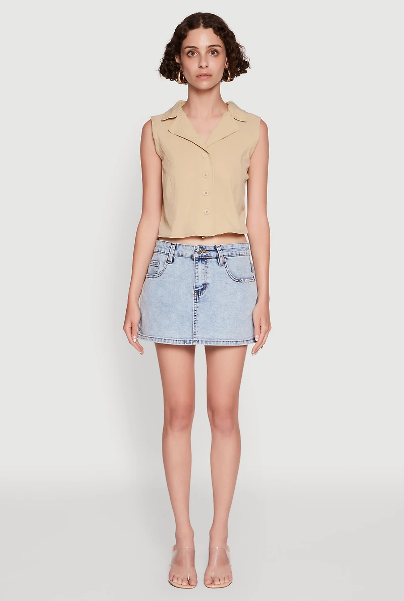 Womens Trendy Button Front Cropped Blazer Vest,