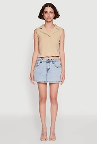 Womens Trendy Button Front Cropped Blazer Vest,