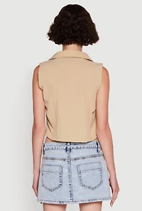 Womens Trendy Button Front Cropped Blazer Vest,