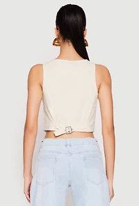 Womens Button Front Cropped Vest, S