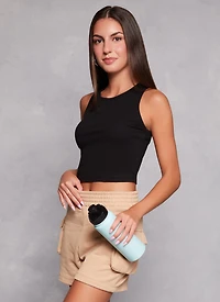 Womens Basic Cropped Racerback Tank Top,