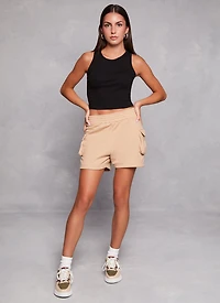 Womens Basic Cropped Racerback Tank Top,