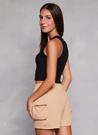 Womens Basic Cropped Racerback Tank Top,