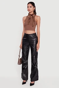 Womens Basic Cropped Racerback Tank Top,