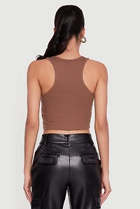 Womens Basic Cropped Racerback Tank Top,