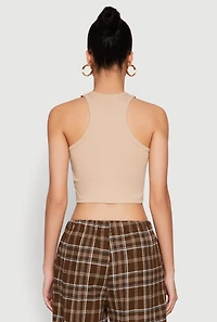 Womens Basic Cropped Racerback Tank Top,