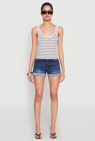 Womens Basic Striped Tank Top, Multi, Size S
