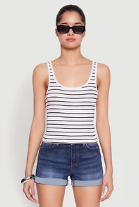 Womens Basic Striped Tank Top, Multi, Size S