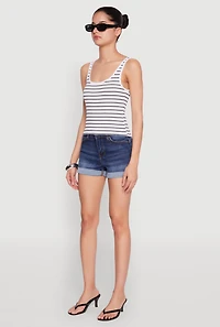 Womens Basic Striped Tank Top, Multi, Size S