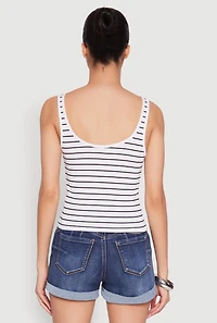 Womens Basic Striped Tank Top, Multi, Size S