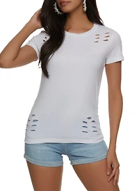 Laser Cut Basic Crew Neck Tee