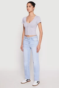 Womens Hook and Eye Short Sleeve Crop Top,