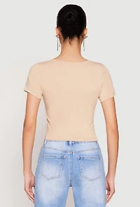 Womens Hook and Eye Short Sleeve Crop Top,