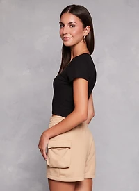 Rib Knit Scoop Neck Crop Top