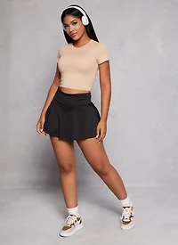 Womens Basic Crew Neck Cropped Tee,