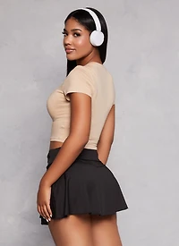 Womens Basic Crew Neck Cropped Tee,