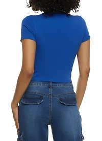 Womens Basic Crew Neck Cropped Tee,