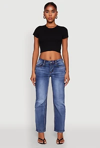 Basic Ribbed Knit Cropped Tee