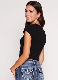 Ambiance Ribbed Knit Crew Neck Crop Top