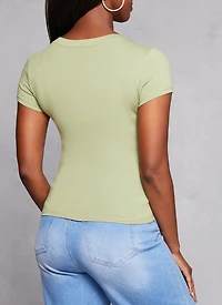 Womens Basic Crew Neck T Shirt, Green, Size L