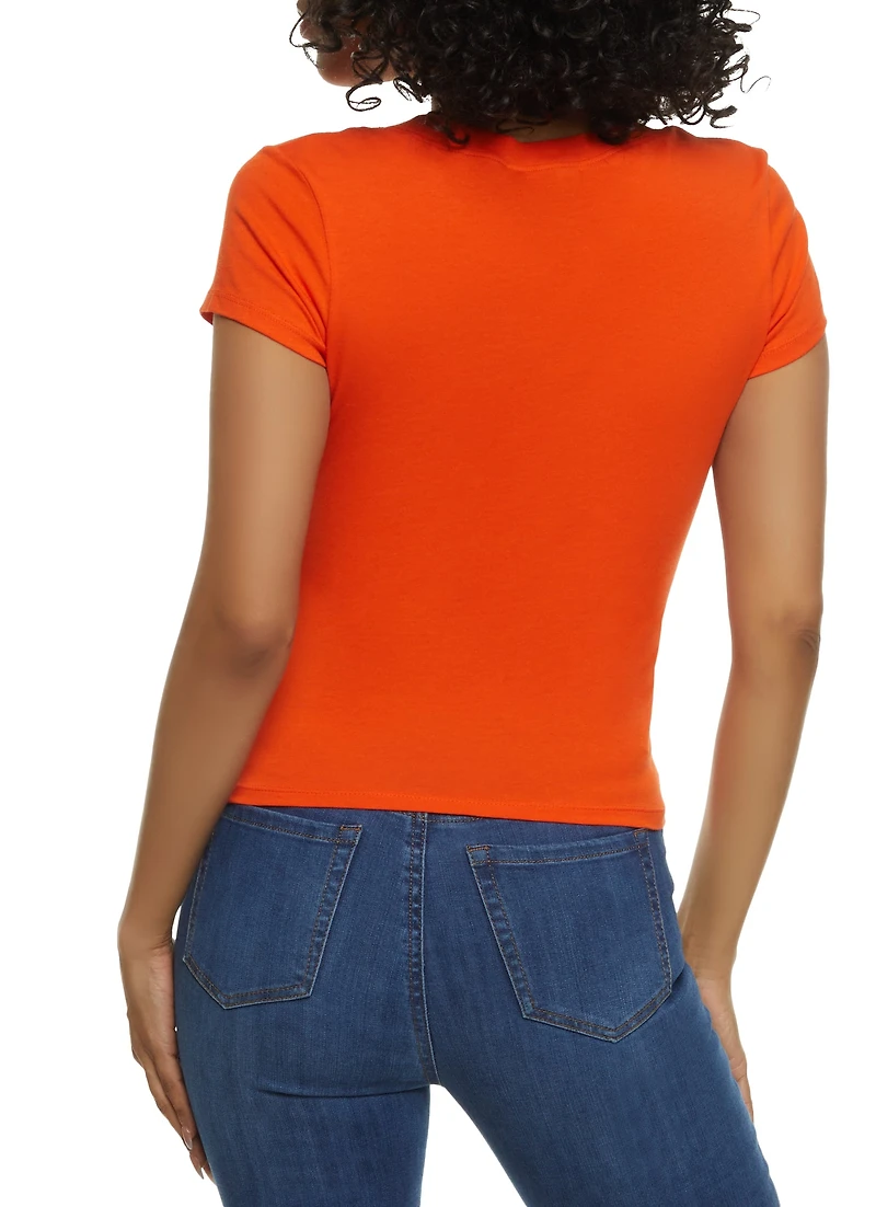 Womens Basic Crew Neck T Shirt, Orange, Size M