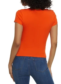 Womens Basic Crew Neck T Shirt, Orange, Size M
