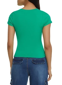 Solid V Neck Short Sleeve Tee